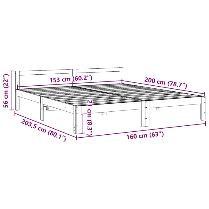 Cadru Pat Fara Saltea Ceara Maro 160x200 cm Lemn Masivul Pin