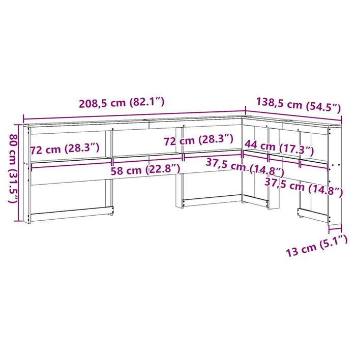 Bibliotecă Tăblie În formă de L Ceară Maro 120 cm Lemn Masiv Pin