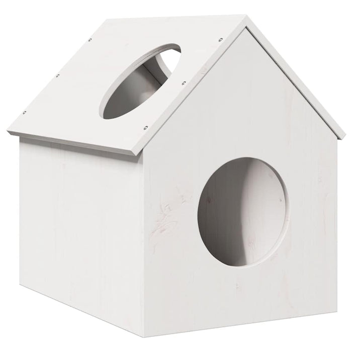 Cat House White 41x50x50 cm Solid Wood Pine