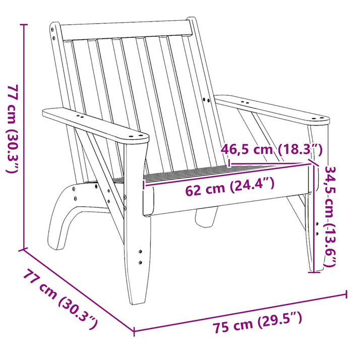 Scaun Adirondack De Gradina 75x77x77 cm Lemn Masivul Pin