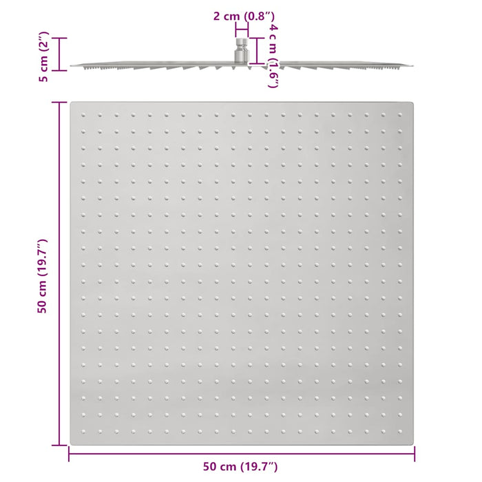 Rain Shower Head Stainless Steel 304 50x50 cm Square