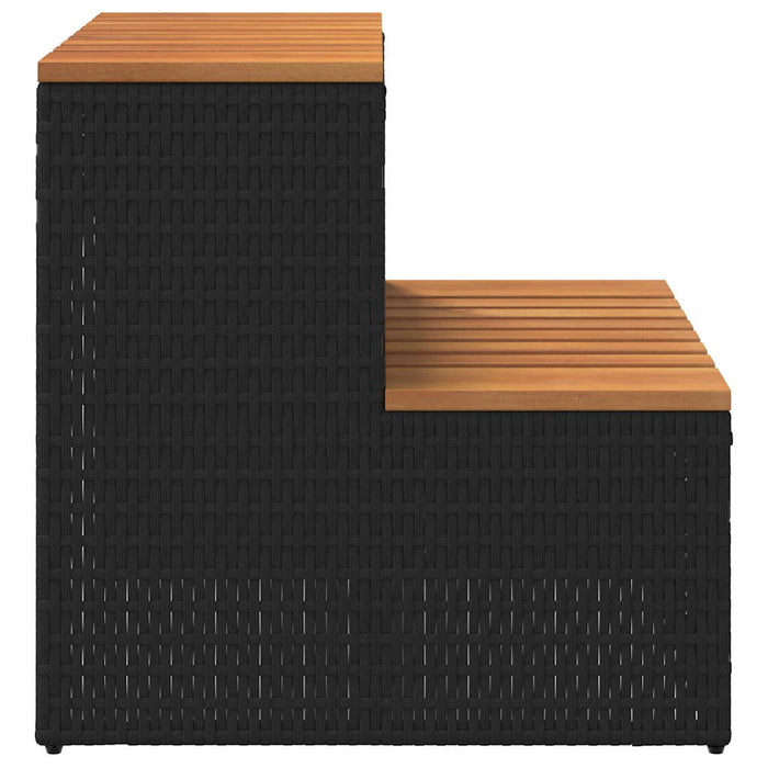 Hot Tub Step Black 50x50x50.5 cm Poly Rattan and Solid Acacia