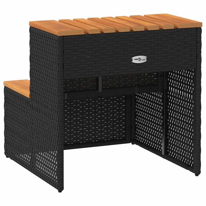 Hot Tub Step Black 50x50x50.5 cm Poly Rattan and Solid Acacia