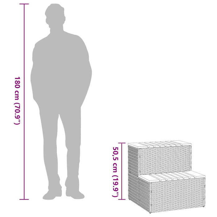 Hot Tub Step Grey 50x50x50.5 cm Poly Rattan and Solid Acacia