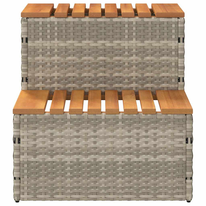 Hot Tub Step Light Grey 50x50x50.5 cm Poly Rattan and Solid Acacia