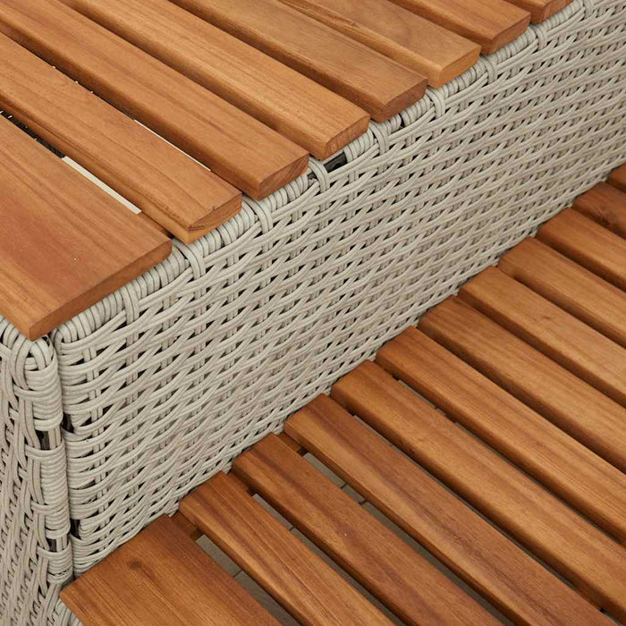 Hot Tub Step Light Grey 50x50x50.5 cm Poly Rattan and Solid Acacia