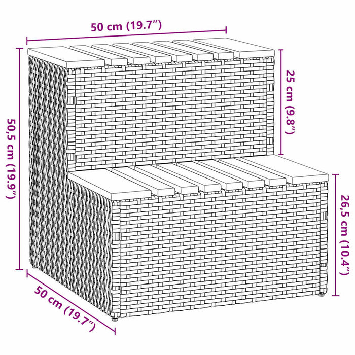 Hot Tub Step Light Grey 50x50x50.5 cm Poly Rattan and Solid Acacia