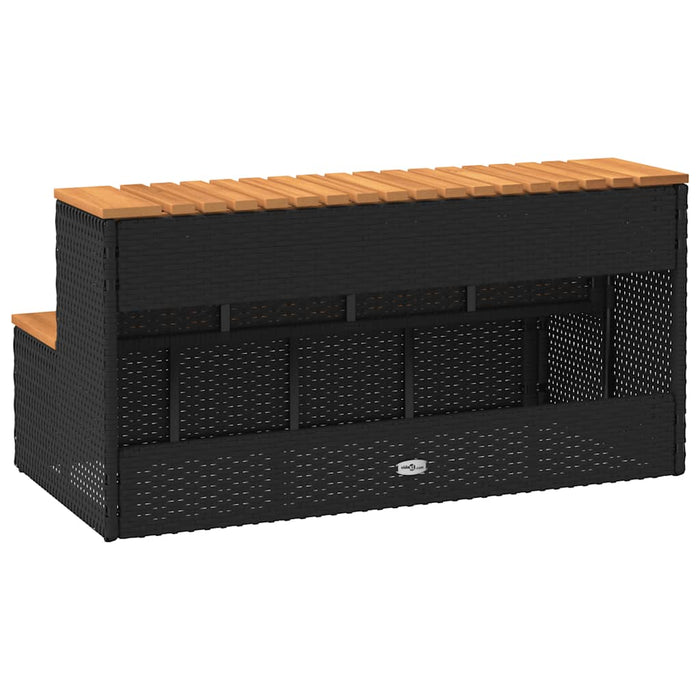 Hot Tub Step Black 100x50x50.5 cm Poly Rattan and Solid Acacia