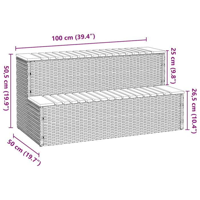 Hot Tub Step Black 100x50x50.5 cm Poly Rattan and Solid Acacia