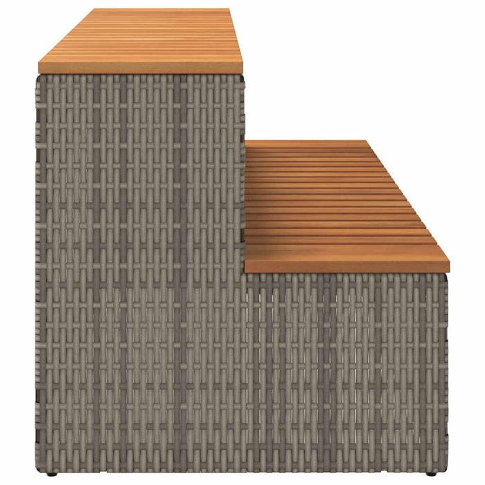 Hot Tub Step Grey 100x50x50.5 cm Poly Rattan and Solid Acacia