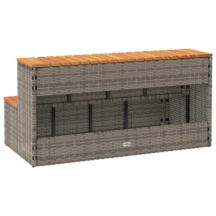 Hot Tub Step Grey 100x50x50.5 cm Poly Rattan and Solid Acacia