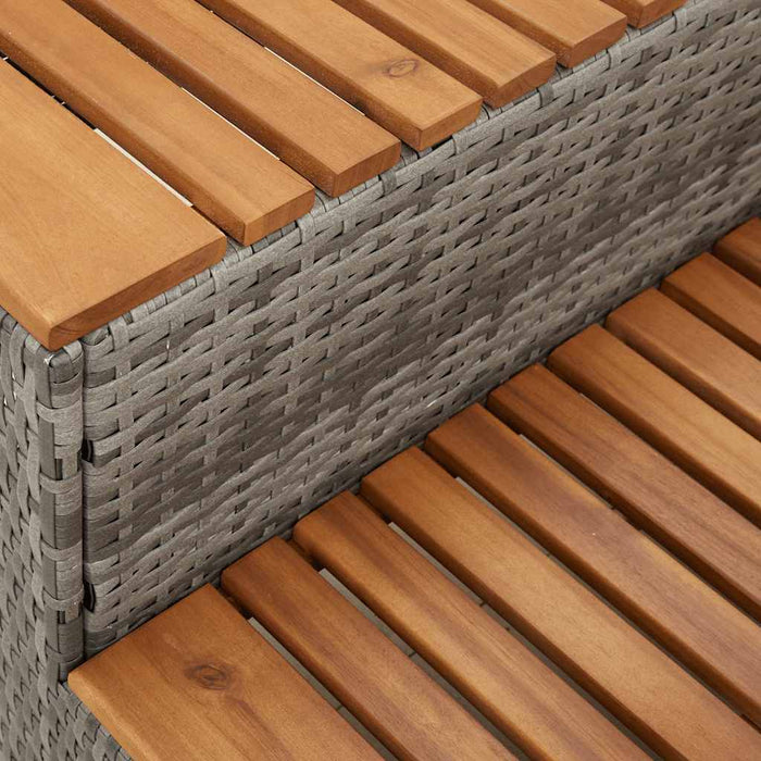 Hot Tub Step Grey 100x50x50.5 cm Poly Rattan and Solid Acacia