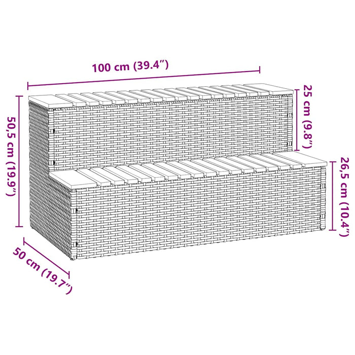 Hot Tub Step Grey 100x50x50.5 cm Poly Rattan and Solid Acacia