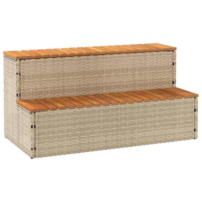 Hot Tub Step Beige 100x50x50.5 cm Poly Rattan and Solid Acacia