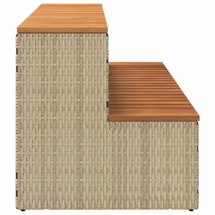 Hot Tub Step Beige 100x50x50.5 cm Poly Rattan and Solid Acacia