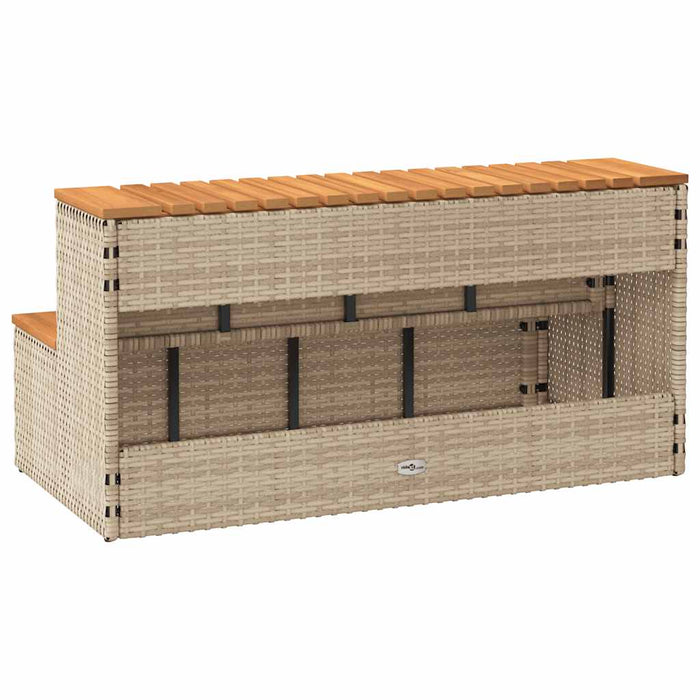 Hot Tub Step Beige 100x50x50.5 cm Poly Rattan and Solid Acacia