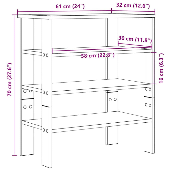 Shoe Rack Old Wood 61x32x70 cm Engineered Wood