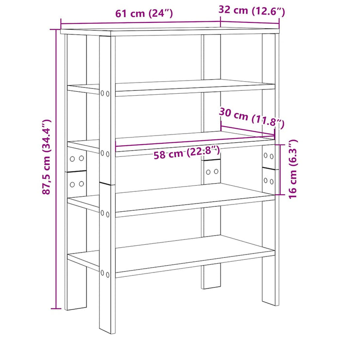 Shoe Rack Black 61x32x87.5 cm Engineered Wood