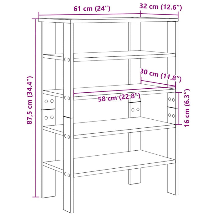 Shoe Rack Artisan Oak 61x32x87.5 cm Engineered Wood