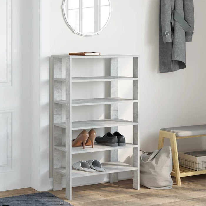 Shoe Rack Concrete Oak 61x32x105 cm Engineered Wood