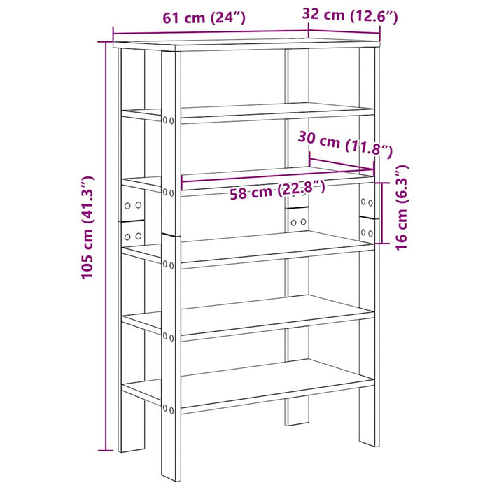 Shoe Rack Artisan Oak 61x32x105 cm Engineered Wood