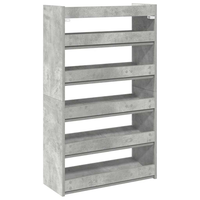 Shoe Rack Concrete Oak 60x25x100 cm Engineered Wood