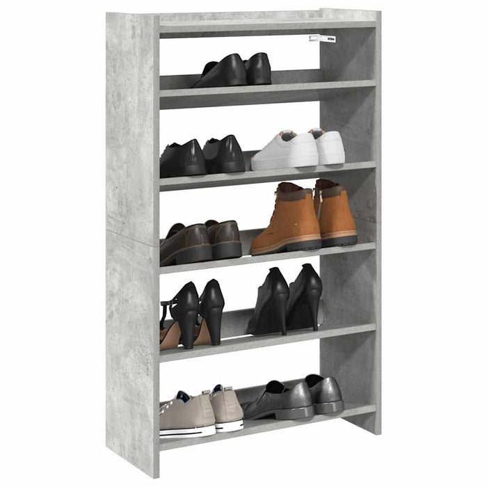 Shoe Rack Concrete Oak 60x25x100 cm Engineered Wood