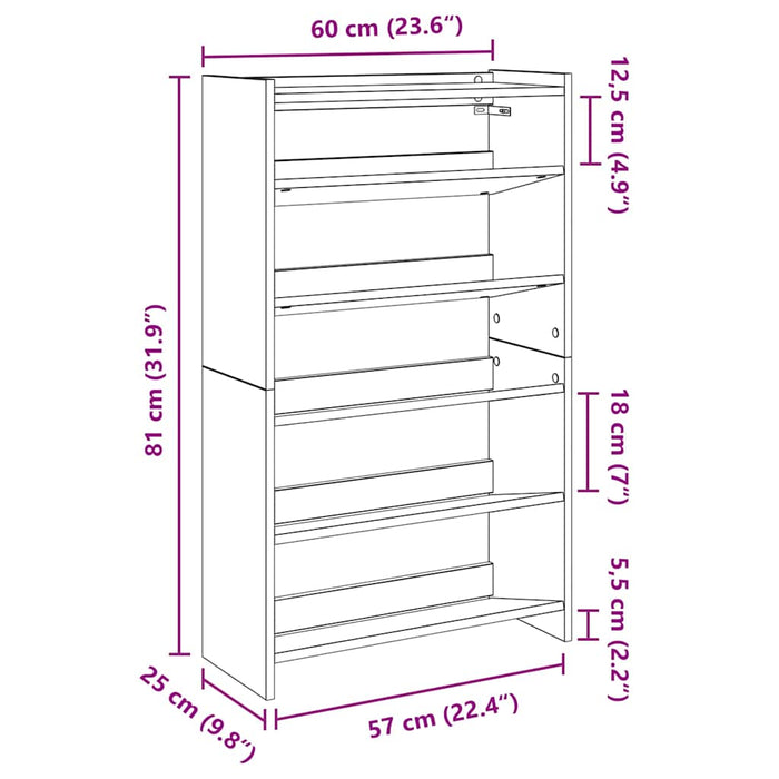 Shoe Rack Brown Oak 60x25x100 cm Engineered Wood