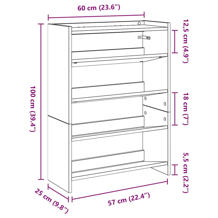 Shoe Rack White 60x25x81 cm Engineered Wood