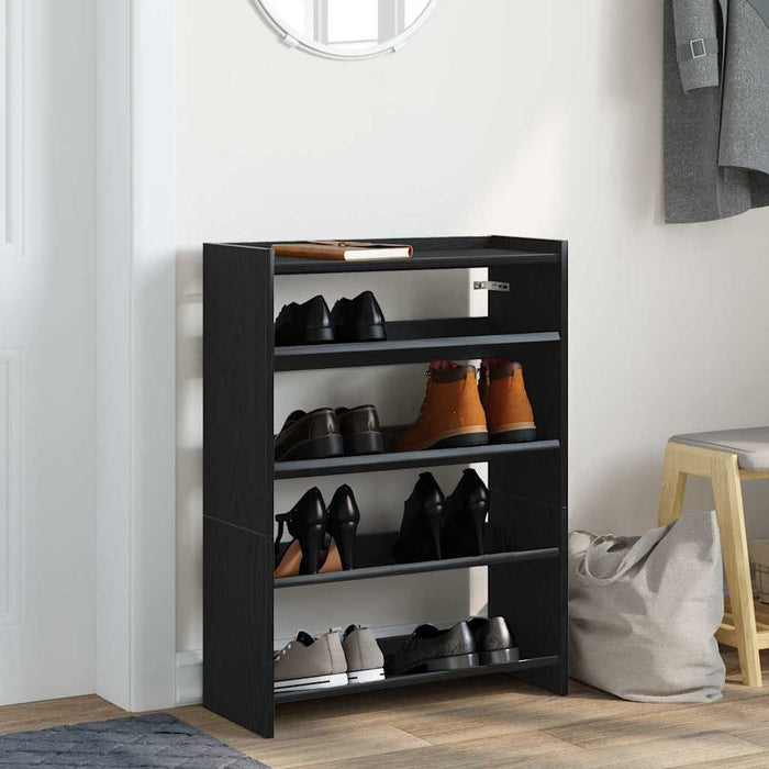 Shoe Rack Black 60x25x81 cm Engineered Wood