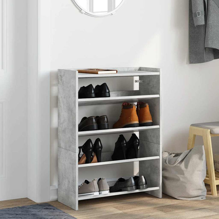 Shoe Rack Concrete Grey 60x25x81 cm Engineered Wood