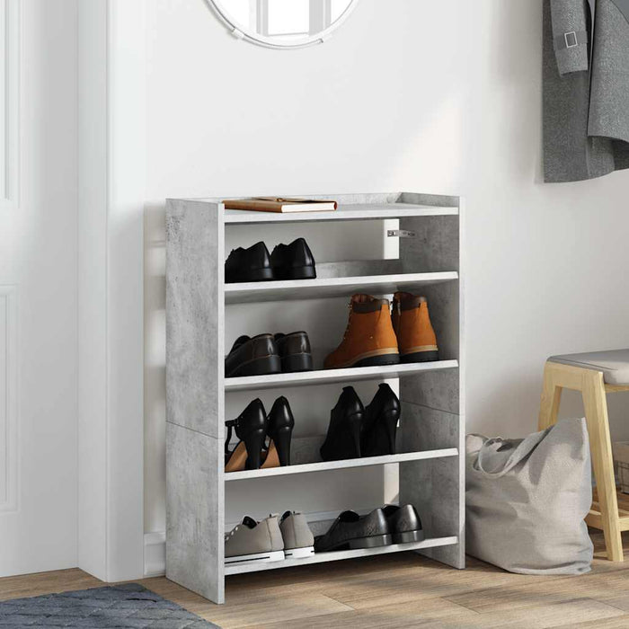 Shoe Rack Concrete Grey 60x25x62 cm Engineered Wood