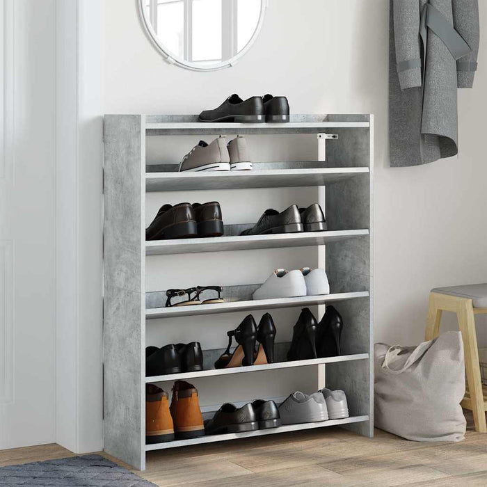 Shoe Rack Concrete Grey 80x25x100 cm Engineered Wood