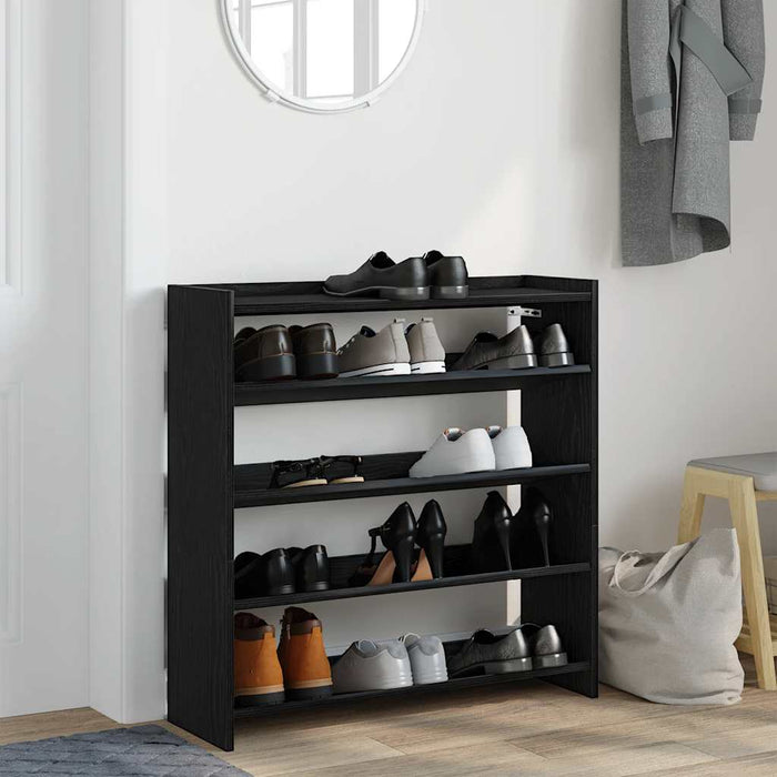 Shoe Rack Black 80x25x81 cm Engineered Wood