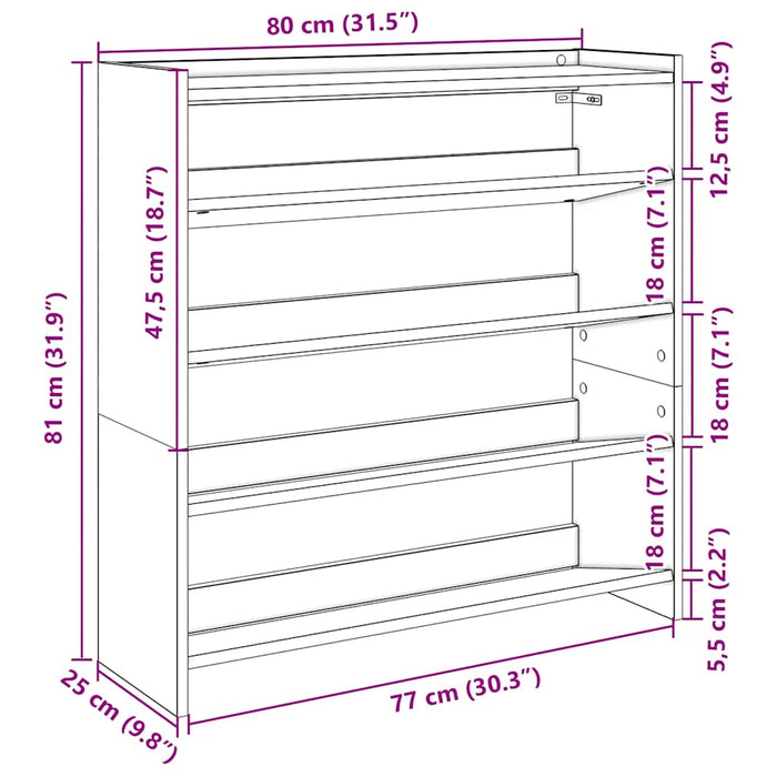 Поставка за обувки черна 80x25x81 см инженерно дърво