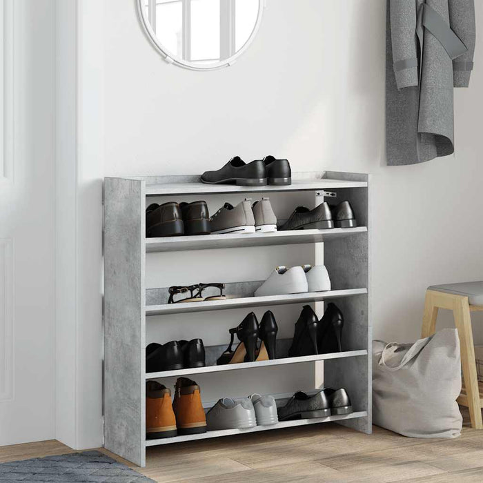 Shoe Rack Concrete Grey 80x25x81 cm Engineered Wood