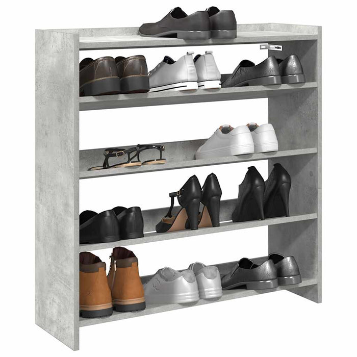 Shoe Rack Concrete Grey 80x25x81 cm Engineered Wood