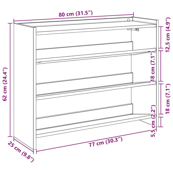 Shoe Rack Sonoma Oak 80x25x62 cm Engineered Wood