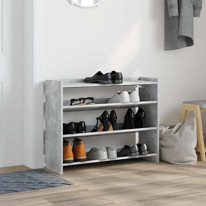 Shoe Rack Concrete Oak 80x25x62 cm Engineered Wood