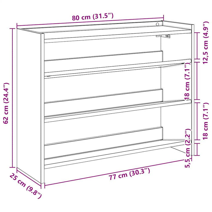 Shoe Rack Brown Oak 80x25x62 cm Engineered Wood