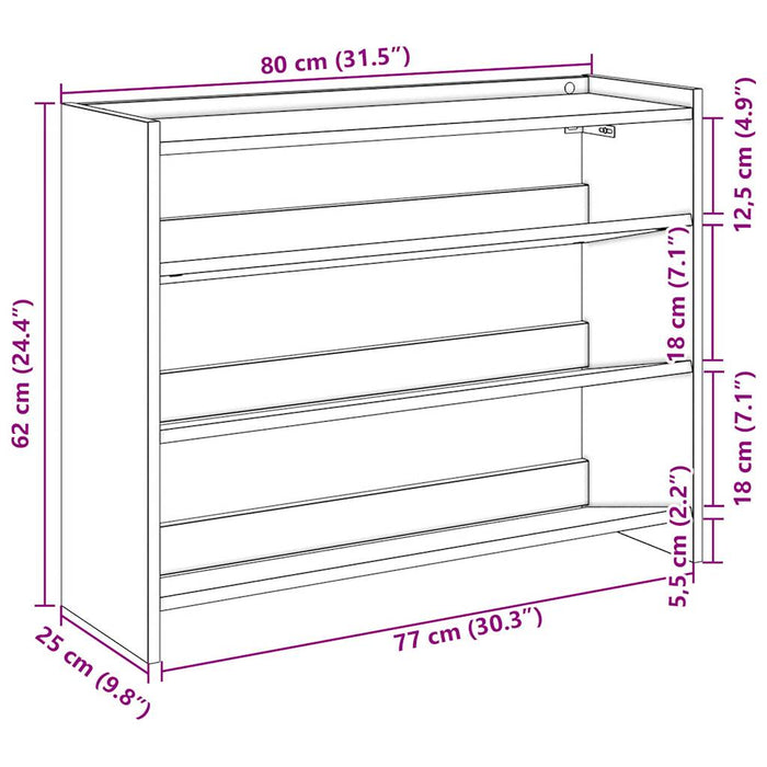 Shoe Rack Old Wood 80x25x62 cm Engineered Wood