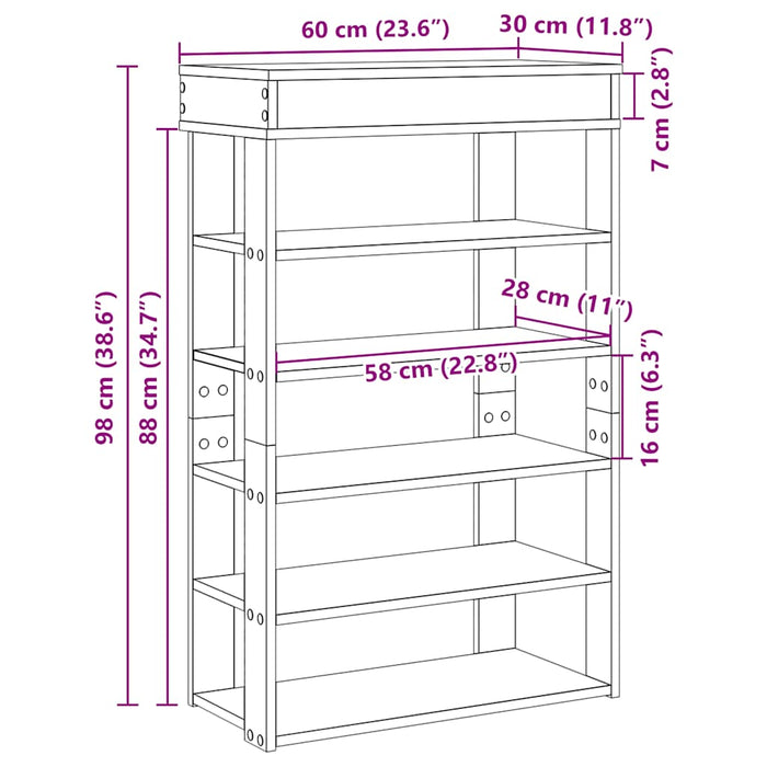 Shoe Rack Old Wood 60x30x98 cm Engineered Wood