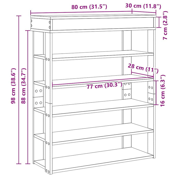 Shoe Rack White 80x30x98 cm Engineered Wood