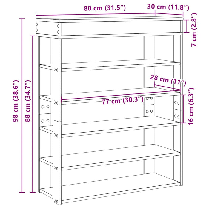 Поставка за обувки черна 80x30x98 см инженерно дърво