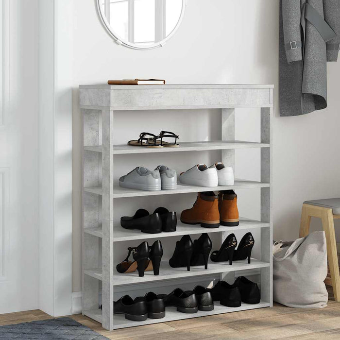 Shoe Rack Concrete Oak 80x30x98 cm Engineered Wood