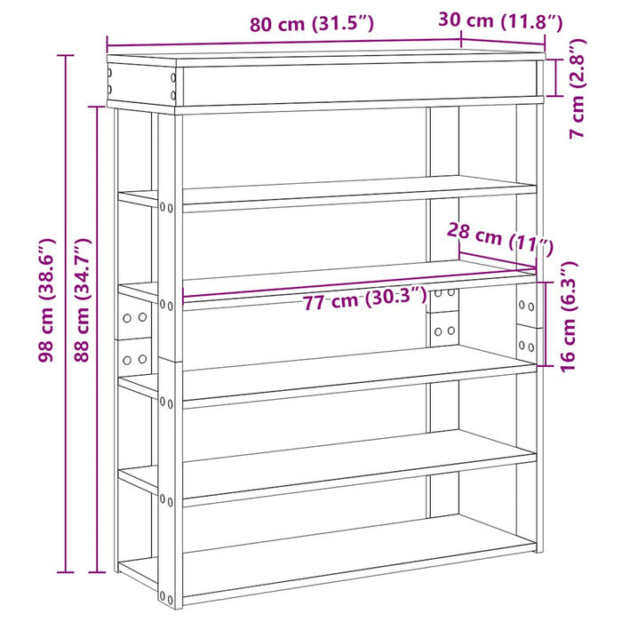 Shoe Rack Old Wood 80x30x98 cm Engineered Wood