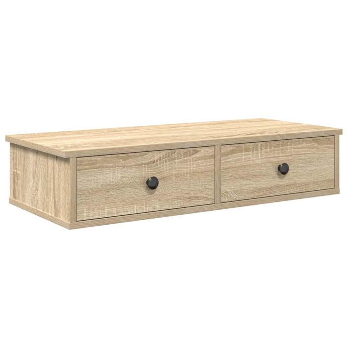 Настенная полка с ящиками Sonoma Oak 80x31x17 см Инженерное дерево