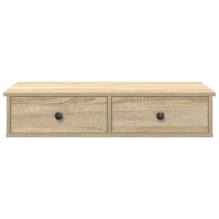 Настенная полка с ящиками Sonoma Oak 80x31x17 см Инженерное дерево