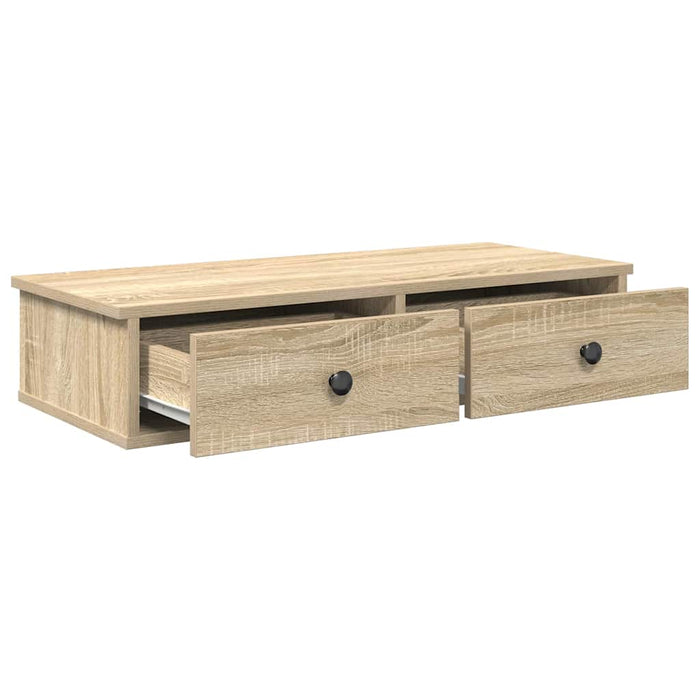 Настенная полка с ящиками Sonoma Oak 80x31x17 см Инженерное дерево