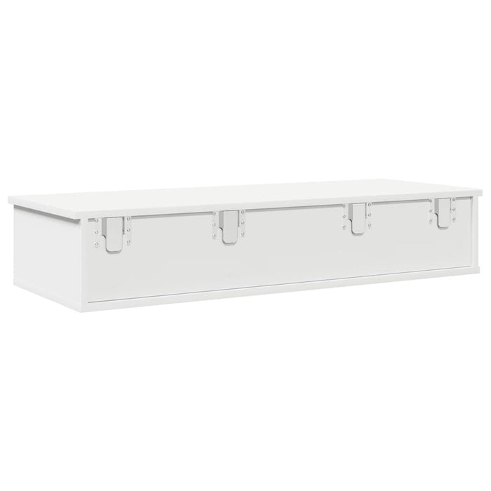 Wall Shelf with Drawers White 100x37.5x19 cm Engineered Wood